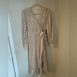LC Lauren Conrad Sequin Long Sleeve Dress - Cream